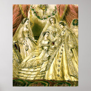 Póster Casamento vintage antigo da noiva