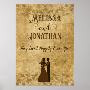 Poster Casamento vintage Noivo Feliz para sempre