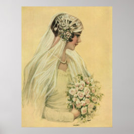 Poster Casamento vintage, Retrato de Noiva Vitoriana