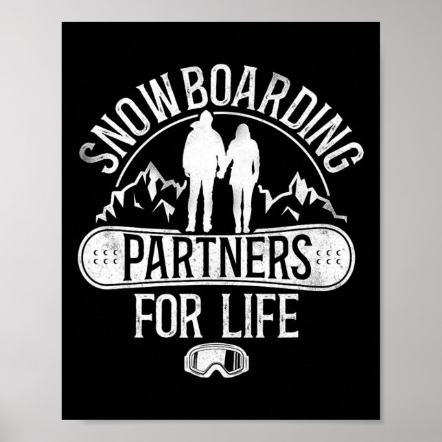 Poster Casamento Vintage Snowboard (Frente)
