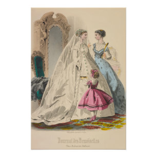 Póster Casamento vitoriano vestida moda francesa Vintage