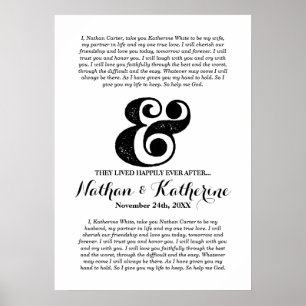 Poster Casamento Vows Black Ampersand Felizmente Depois