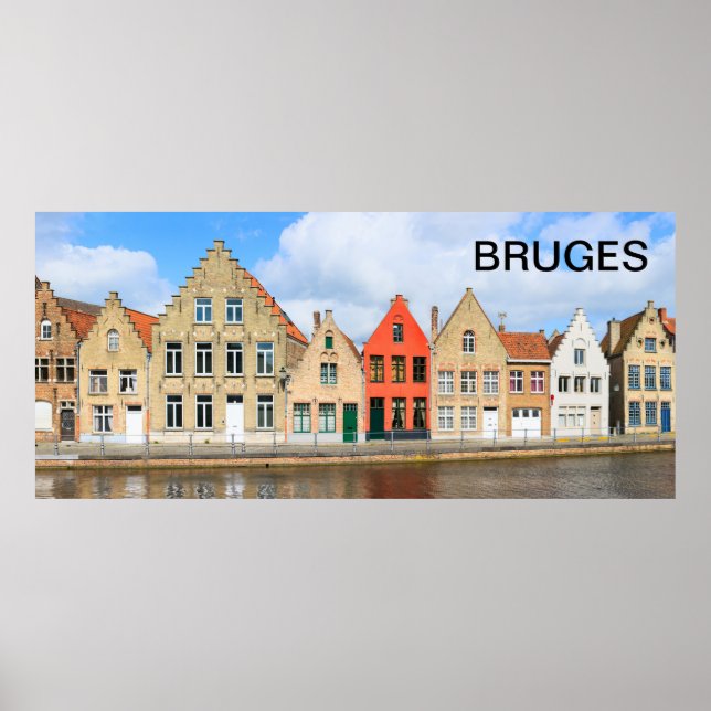 Póster Casas antigas de Bruges, Bélgica (Frente)