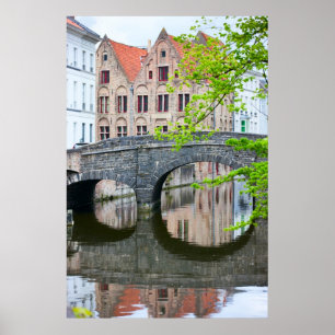 Póster Casas antigas de Bruges, Bélgica