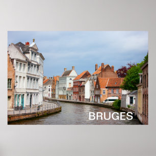 Póster Casas antigas em Bruges, Bélgica