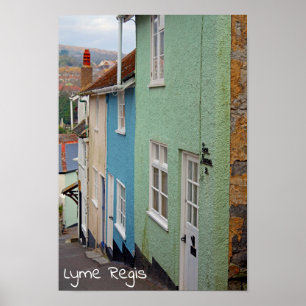 Poster Casas coloridas, Lyme Regis, Dorset, Inglaterra