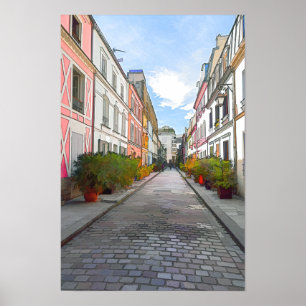 Poster Casas coloridas na Rue Cremieux - Paris