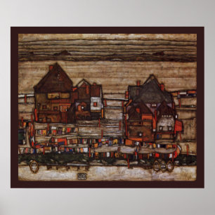 Póster Casas com Roupa para Lavar por Egon Schiele