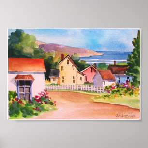 Póster Casas da vila da vista para o mar