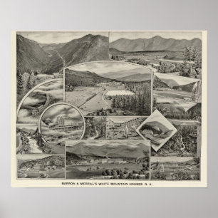 Poster Casas da White Mountain de Barron & Merrill, NH