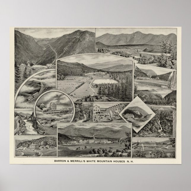 Poster Casas da White Mountain de Barron & Merrill, NH (Frente)