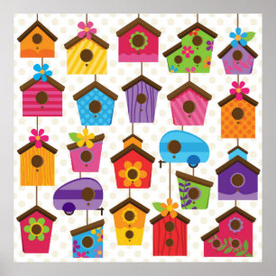 Poster Casas de aves a cores vibrantes