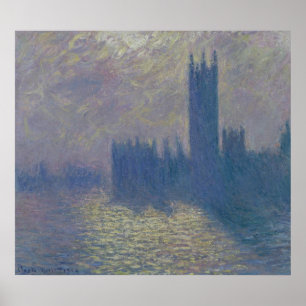 Póster Casas de Claude Monet   do parlamento, céu