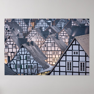 Poster Casas de meia-madeira em Freudenberg, Alemanha