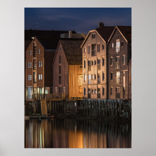 Poster Casas de Trondheim na Noruega