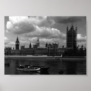 Poster Casas do parlamento Londres Inglaterra vintage
