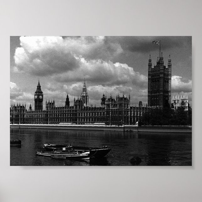 Poster Casas do parlamento Londres Inglaterra vintage (Frente)