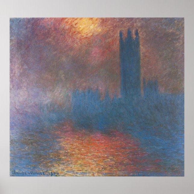 Póster Casas do Parlamento, Londres, por Claude Monet (Frente)