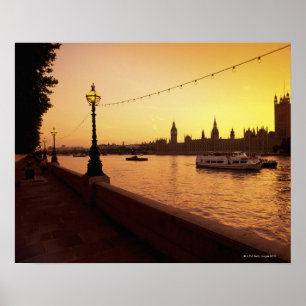 Póster Casas do parlamento no por do sol