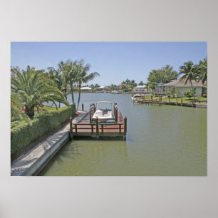 Póster Casas e docas no canal Marco Island Flórida
