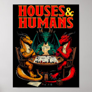 Poster Casas E Humanos Divertido Jogo De Dados Rpg De Mes