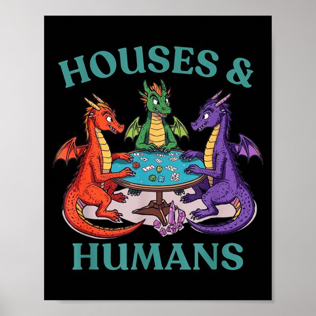 Poster Casas E Humanos Dragão Rpg De Mesa Fantasia Paródi (Frente)