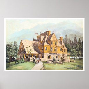Poster Casas elaboradas amarelas do estilo do Victorian