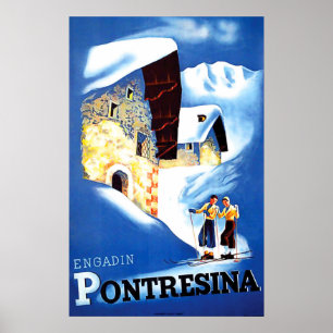 Poster Casas em Pontresina, Suiça