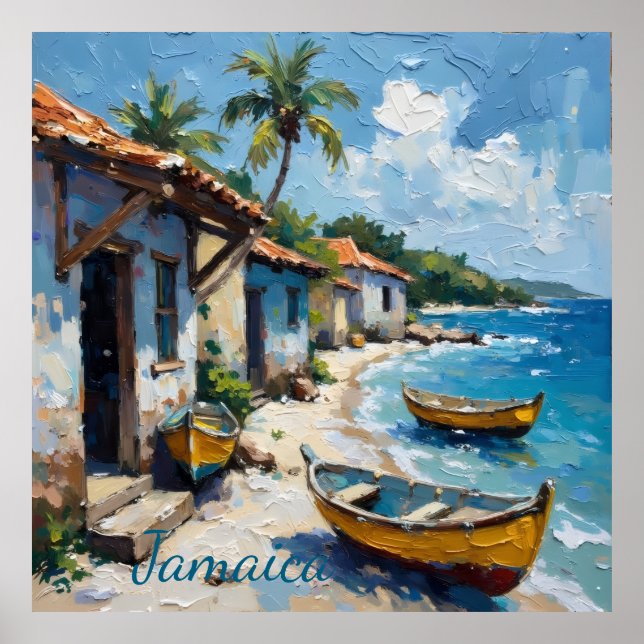 Poster Casas jamaicanas à beira-mar (Frente)