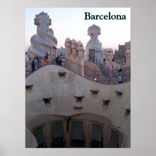 Póster Casas Milà de Barcelona por Antoni Gaudí