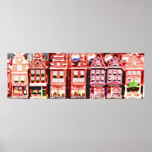 Póster Casas Miniatura de Amsterdã