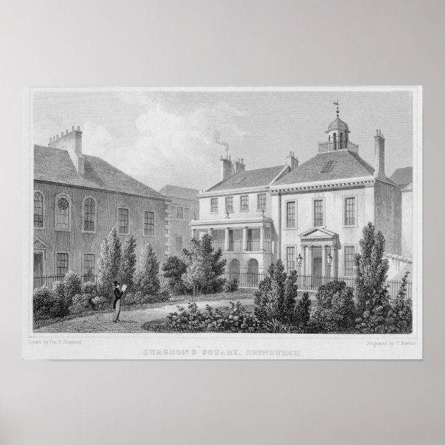 Póster Casas na Praça dos Cirurgiões, Edimburgo (Frente)