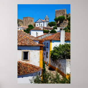 Poster Casas Tradicionais de Telhado Vermelho Portugal