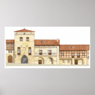 Póster Casas tradicionais. Santillana Del Mar