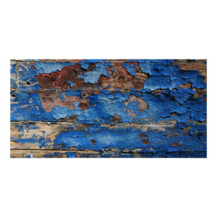 Póster Casca azul da pintura de um poster de madeira
