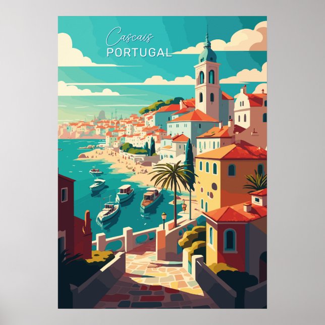 Poster Cascais de Texto Personalizado Portugal (Frente)