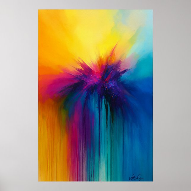 Poster Cascata Colorburst Explosão Abstrata (Frente)