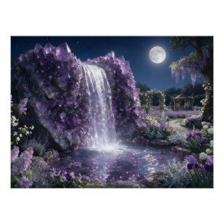 Póster Cascata de Água de Âmethista de Fevereiro
