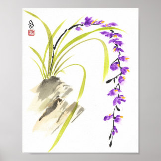 Poster Cascata de Orquídea Roxa