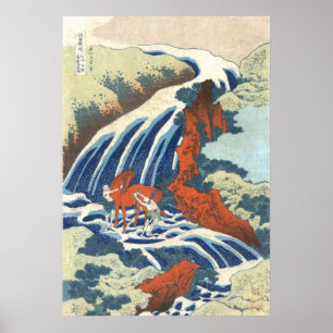 Poster Cascata e cavalo, Katsushika Hokusai