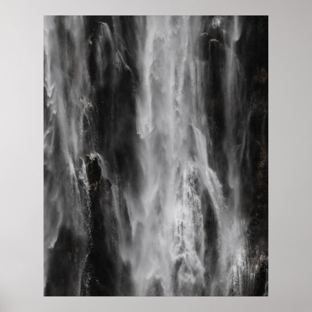 Poster Cascata majestosa Boka, Eslovênia preto e branco (Frente)