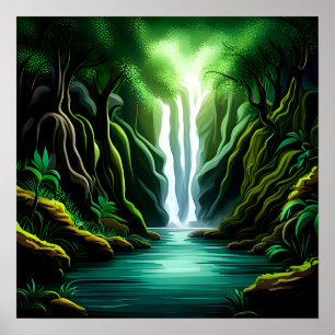 Poster Cascata na selva