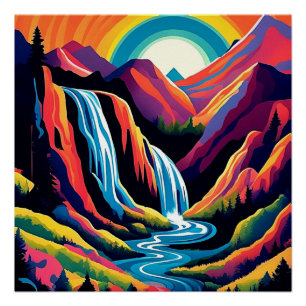 Póster Cascata no nascer do sol 4
