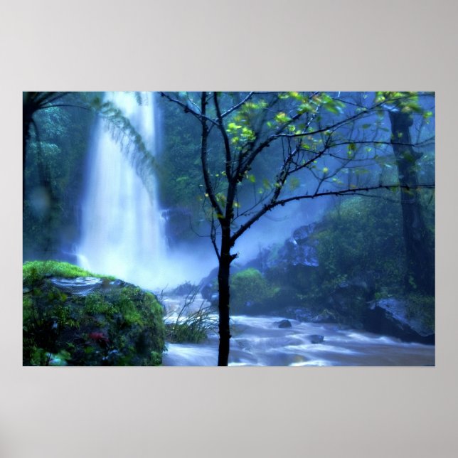 Poster Cascata tropical espetacular em Bali, Indonésia (Frente)