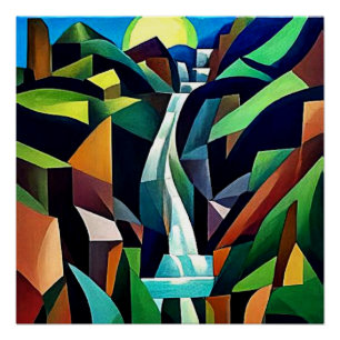 Póster Cascatas em cascata ao longo da montanha 4