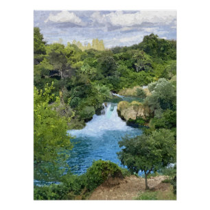 Póster Cascatas Krka na vista panorâmica da Croácia