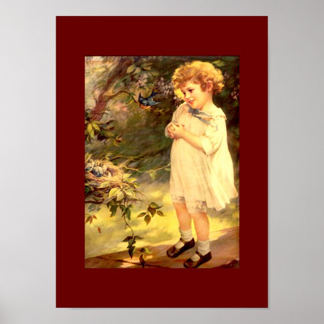 Póster Casinha vitoriana com aves (Frente)