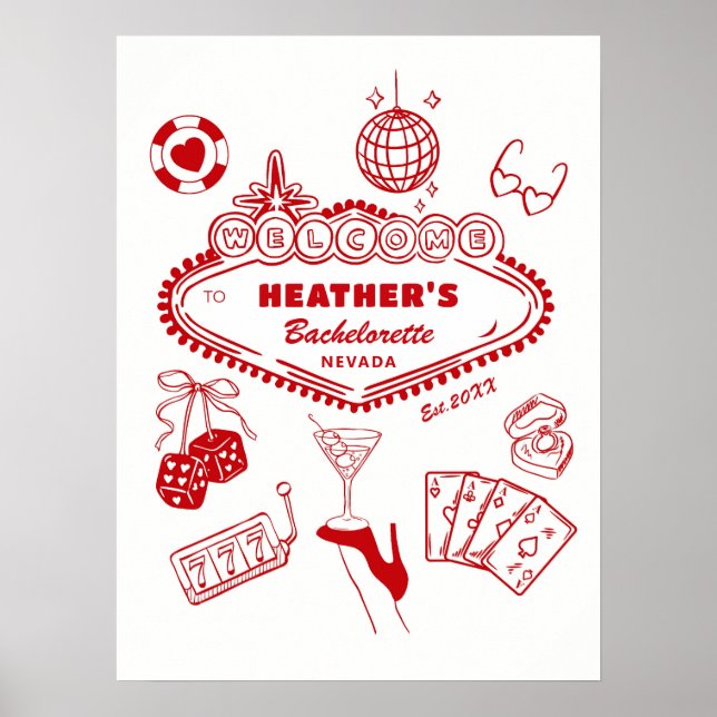 Poster Casino Las Vegas Bachelorette Party Welcome (Frente)