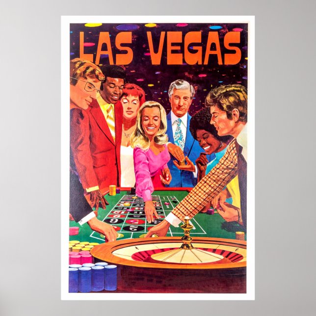 Poster Casino, Las Vegas, pessoas apostam na roleta (Frente)
