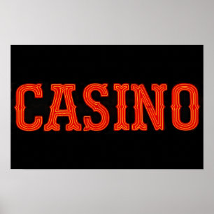 Póster Casino no vermelho de néon